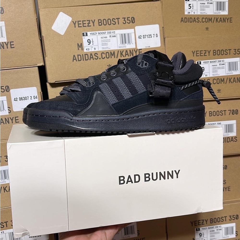 ADIDAS x BAD BUNNY FORUM LOW TRIPLE BLACK BACK TO SCHOOL SIZE 5 MEN 6 WOMEN